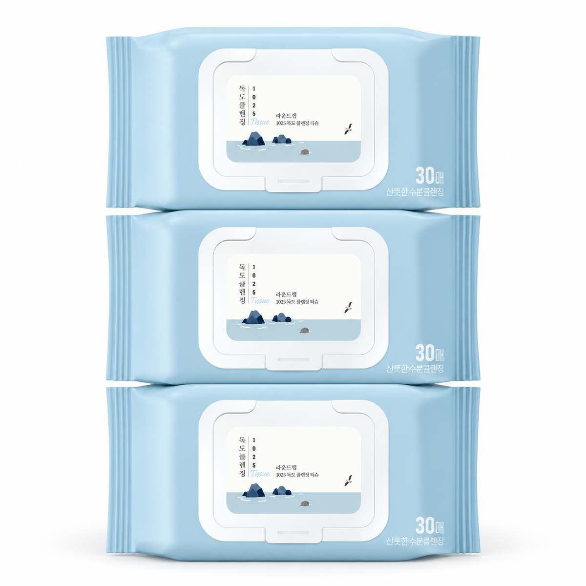 ROUND LAB 1025 Dokdo Cleansing Tissue (30ea*3) — product packaging