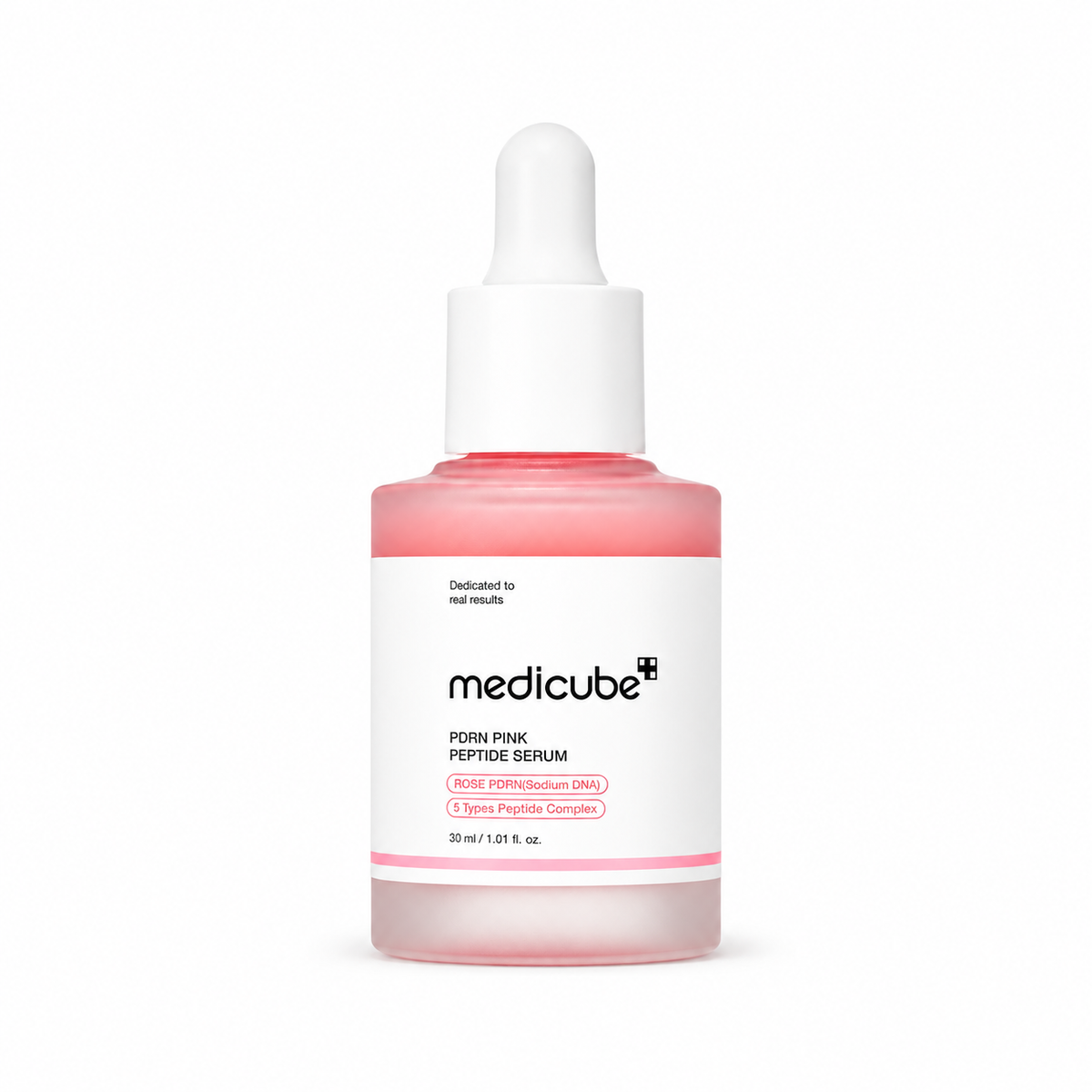 MEDICUBE PDRN Pink Peptide Serum 30 ml — white-background digitally restyled product packshot