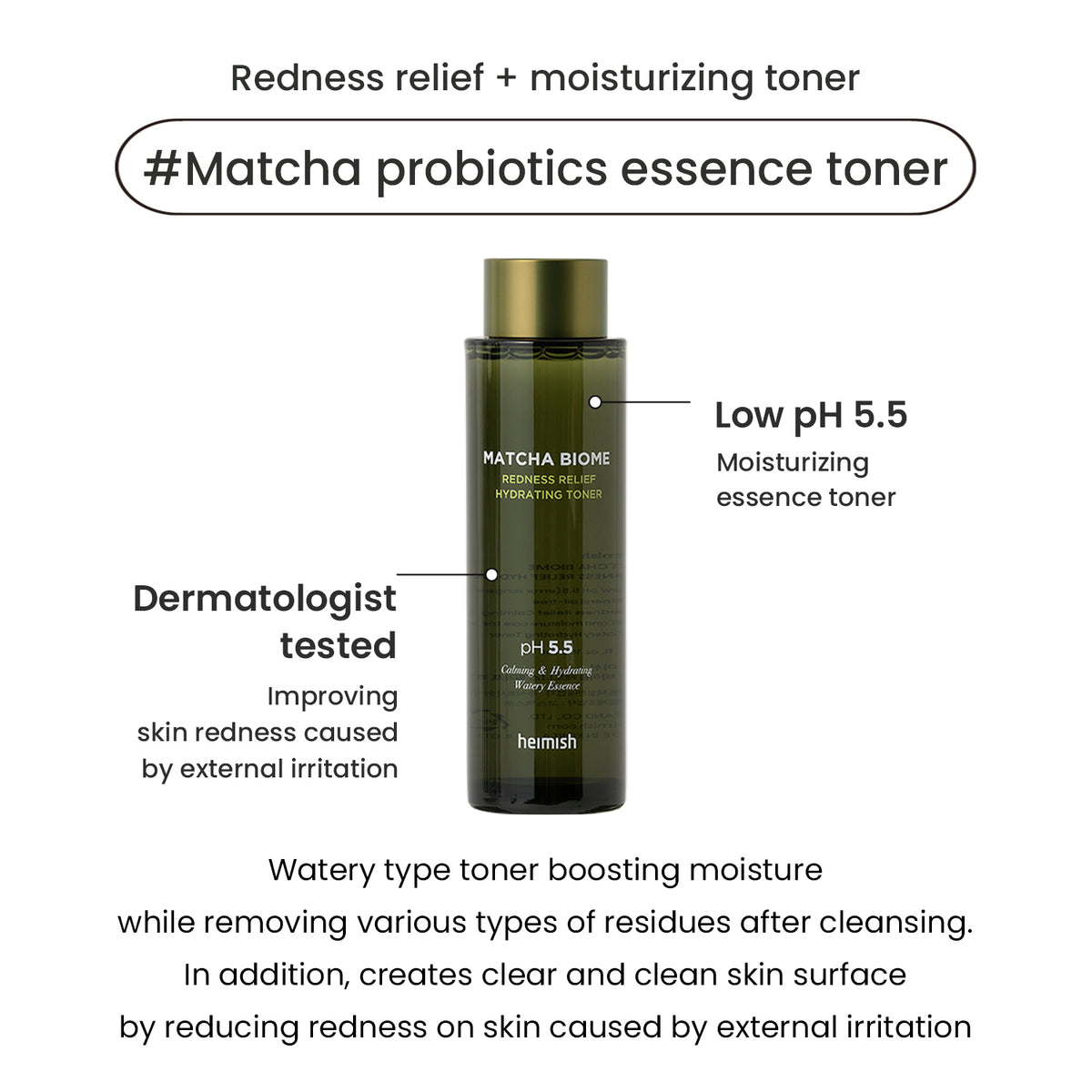 heimish Matcha Biome Redness Relief Hydrating Toner 150ml — product view 3