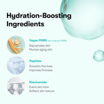 VT PDRN Glow Ampoule Mist ingredient illustration showing ginseng, peptides and niacinamide