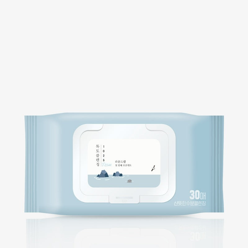 ROUND LAB 1025 Dokdo Cleansing Tissue single resealable pack, 30 sheets — official manufacturer photograph